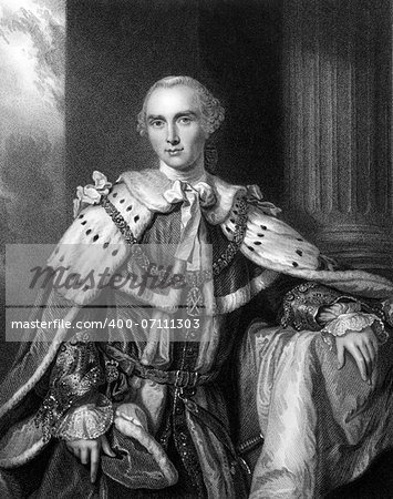 John Stuart, 3rd Earl of Bute (1781-1859) on engraving from 1832. Prime Minister of Great Britain during 1762Ã¢â?¬â??1763. Engraved by W.T.Mote and published in ''Portraits of Illustrious Personages of Great Britain'',UK,1832.