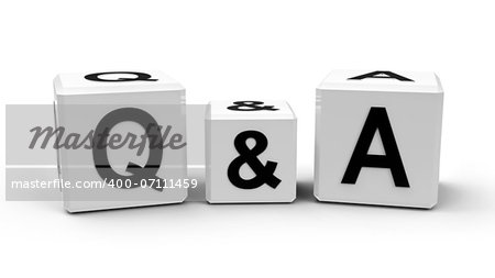 White cubes - question and answer - isolated on white, three-dimensional rendering