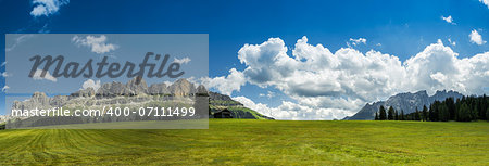 Dolomiti, Catinaccio and Latemar panorama from Colbleggio meadow