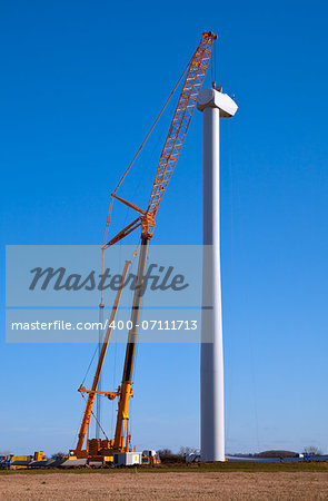 Large crane on a wind turbine construction site