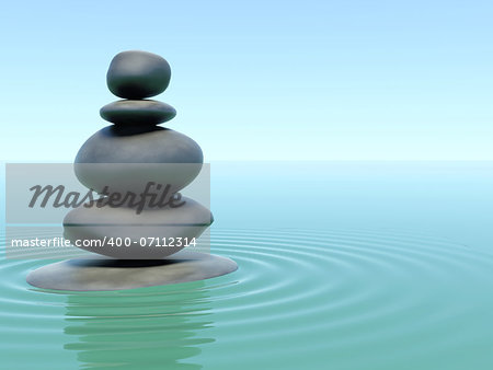 stones on water in style a zen