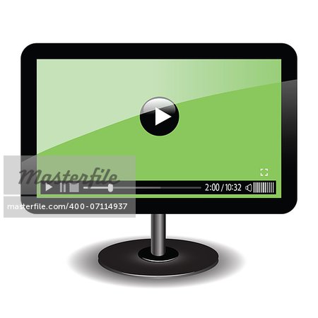 colorful illustration with monitor with web video player