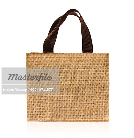 Shopping bag made out of sack on white background