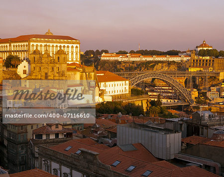Historical part of Porto at evening
