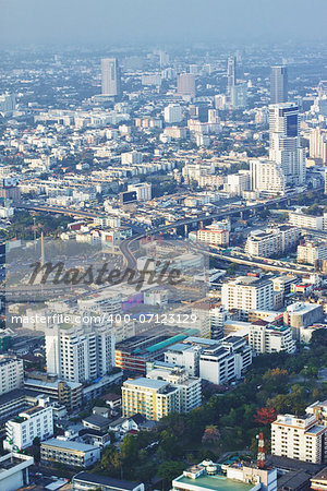 Bangkok aerial city view at sunset, Thailand