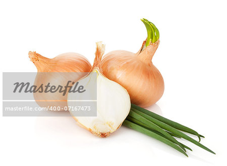 Ripe onion. Isolated on white background