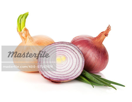 Fresh ripe onion. Isolated on white background