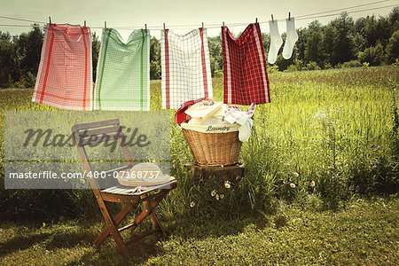 Washing day with laundry on clothesline