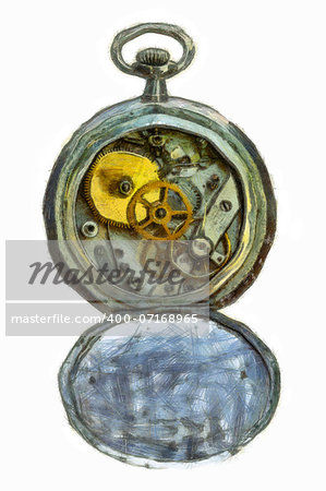 Drawing of the old pocket watch