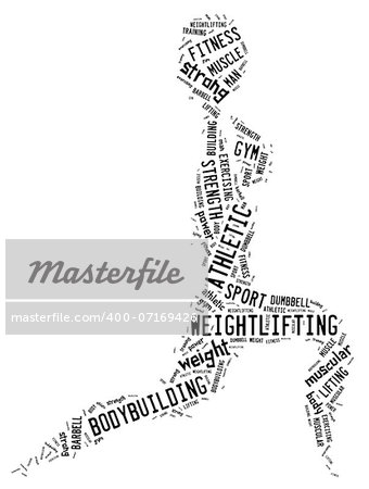 weighlifting pictogram with black wordings on white background