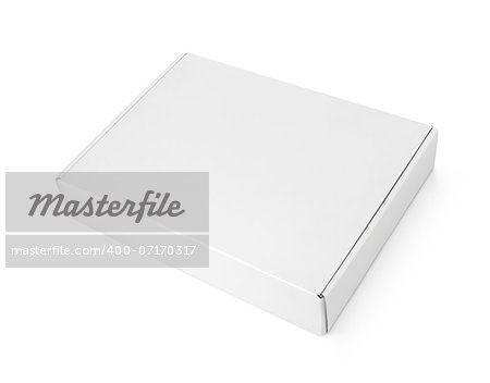 Closed blank carton pizza box isolated on white with clipping path