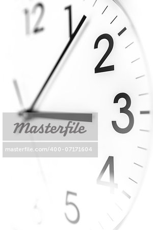 Closeup of white wall clock. Time concept.