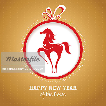 Year of the horse greeting card vector illustration