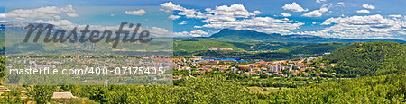 Dinara mountain and town of Knin panoramic view, Croatia