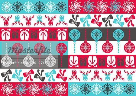 Seamless colored christmas ornamental pattern with christmas symbols