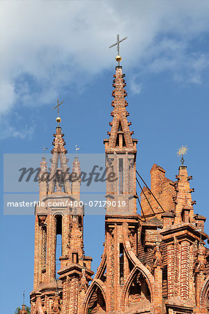 Gothic towers of St. Anna's Church in Vilnius,  Lithuania.