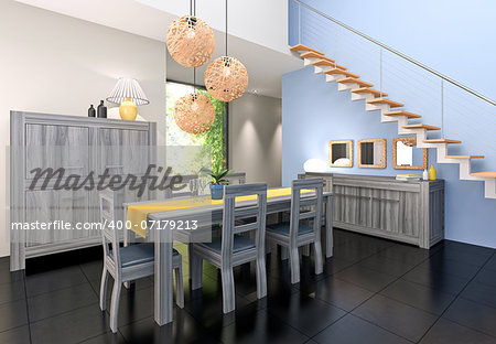 illustration of a modern dining room