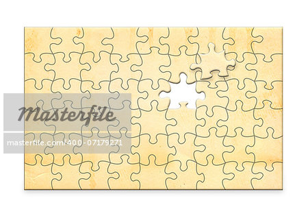 vintage  paper on white background in the form of a puzzle