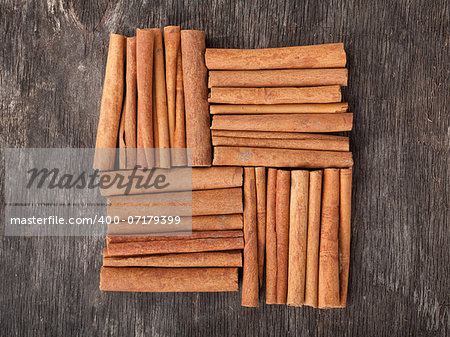 Cinnamon on wooden table