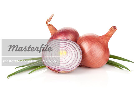 Fresh ripe red onion. Isolated on white background