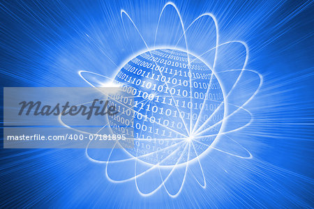 Glowing futuristic sphere on blue background