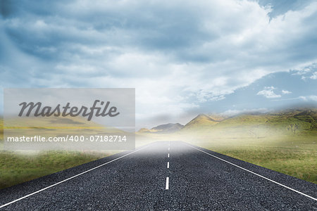 Cloudy landscape background with street