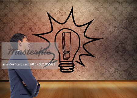 Composite image of smiling asian businessman with arms crossed