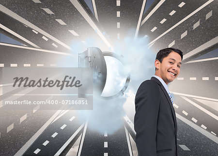 Composite image of smiling asian businessman