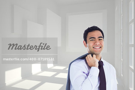 Composite image of smiling businessman standing