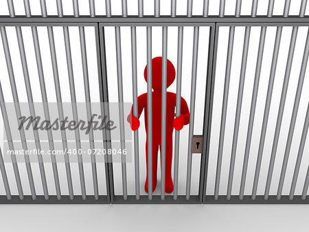 3d person is imprisoned and behind prison bars