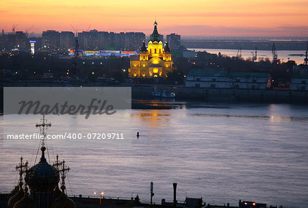 Evening view of Alexandr Nevsky Cathedral Nizhny Novgorod Russia