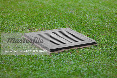 The sewer grate on the lawn - drainage for heavy rain