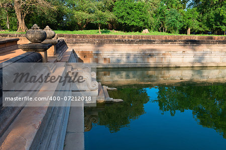 Ruins of the ancient city Anuradhapura, Sri Lanka. Kuttam Pokuna (twin ponds) are bathing tanks or pools in ancient Sri Lanka.