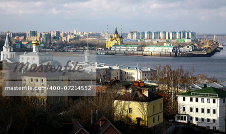 Colorful sunny autumn october view of Nizhny Novgorod