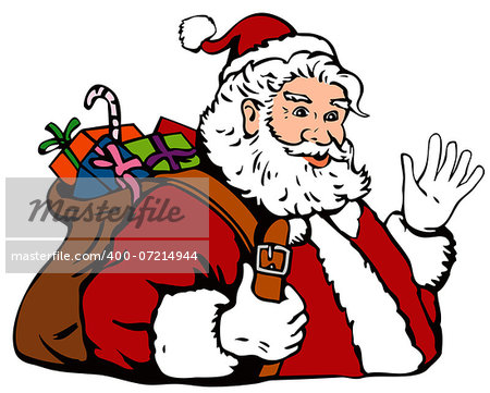 illustration of santa claus done in retro style