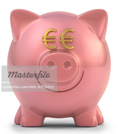 Piggy bank with eyes euro sign. Clipping path included.