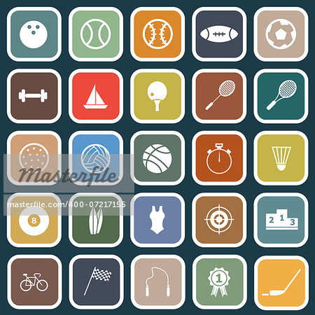 Sport flat icons on blue background, stock vector