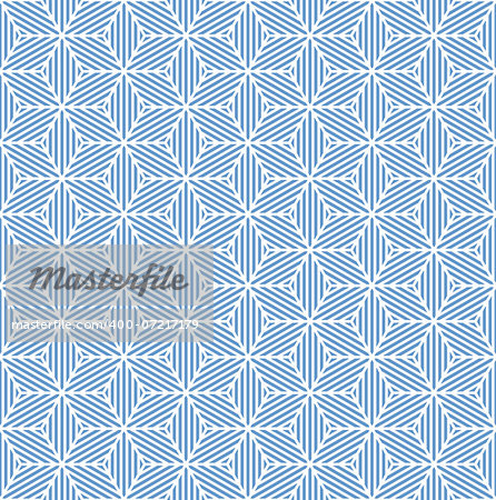 Seamless blue geometric texture. Striped diamonds pattern. Vector art.