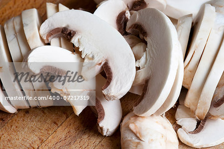 Detail of the edible mushroom - button mushroom
