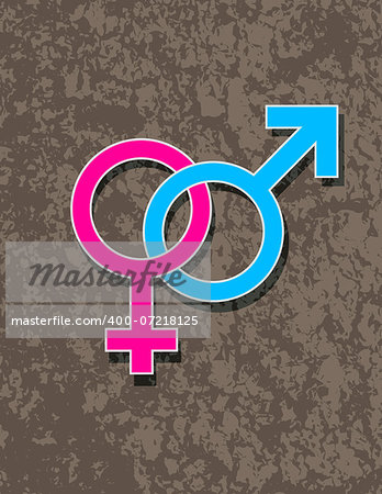 Male and Female Gender Symbols Interlocking Isolated on White Background Illustration