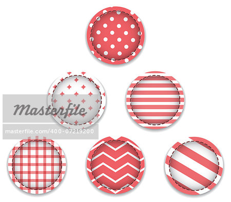 Red textured baubles. Christmas labels. Vector illustration