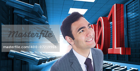 Composite image of smiling businessman standing