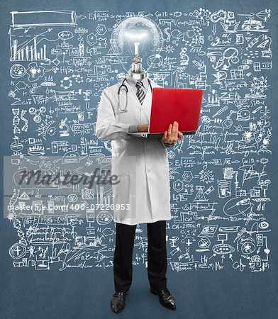 Lamp Head Doctor man with stethoscope against different backgrounds