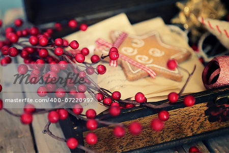 Photo of box with christmas decorations