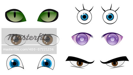 Vector Set Cartoon Eyes For Your Characters, Eps 10 Vector