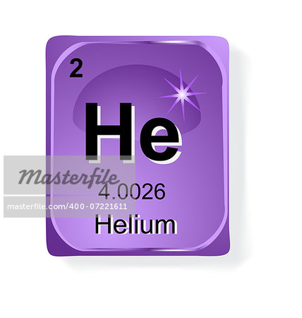 Helium, chemical element with atomic number, symbol and weight