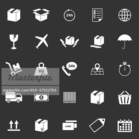 Shipping icons on black background, stock vector