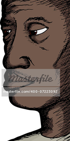 Close up of a mature African man on white background