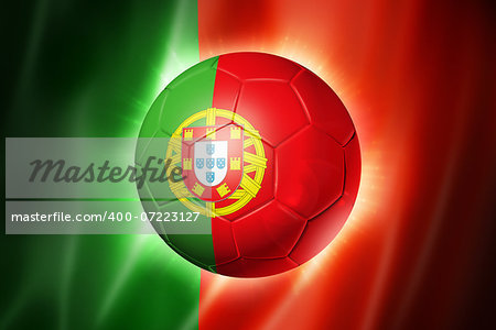 3D soccer ball with Portugal team flag, world football cup Brazil 2014