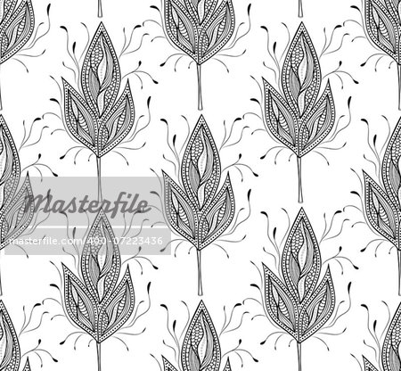 Vector illustration of seamless pattern with abstract leaves